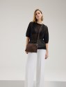 Nat & Nin NAEL - CUIR DE VACHETTE - EBENE sac à main bandoulière double zip naël nat&nin sacs-a-mains