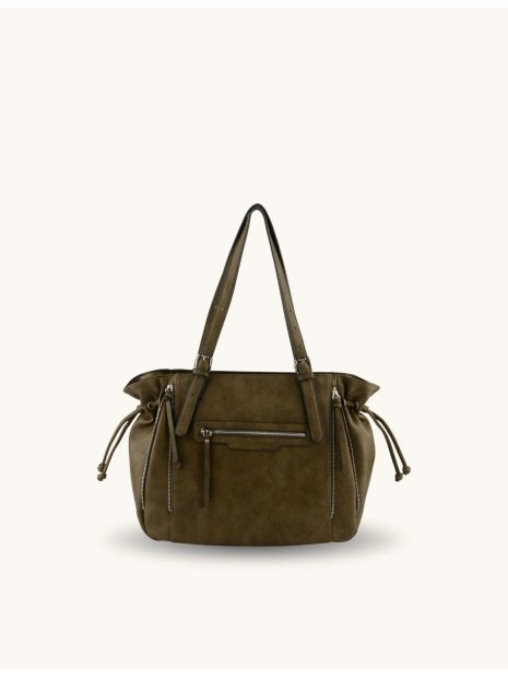 MIA &  JOY MJ2622 - POLYURÉTHANE - KAKI sac shopping froncé a4 mia&joy vera sac-a-main-shopping-toile-ou-cuir