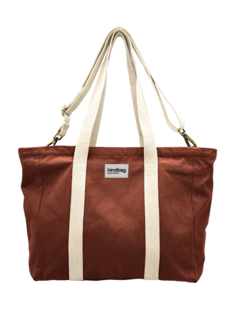 hindbag CESAR - COTON - CHOCOLAT sac cabas a4 hindbag césar sac-a-main-shopping-toile-ou-cuir