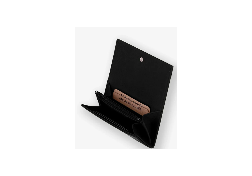 Les Ateliers Foures B25_2 - CUIR DE VACHETTE - NOIR porte monnaie les ateliers fourès baroudeuse rabat pmpb