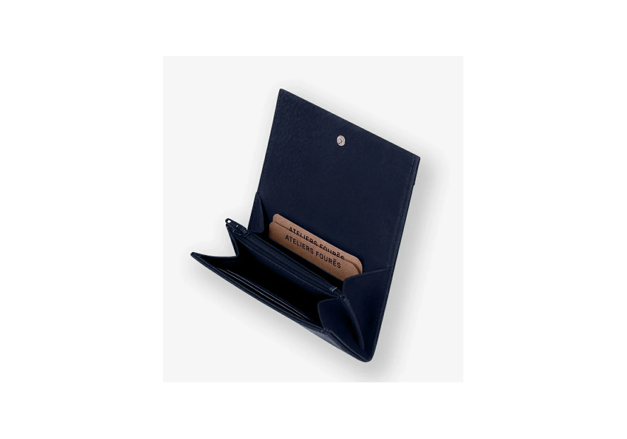 Les Ateliers Foures B25_2 - CUIR DE VACHETTE - NUIT porte monnaie les ateliers fourès baroudeuse rabat pmpb