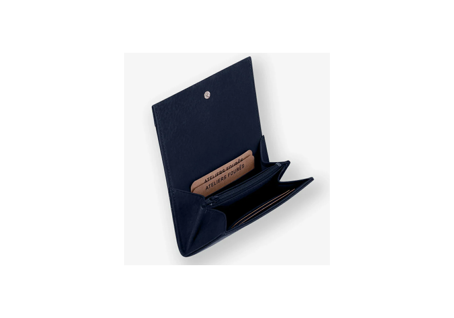 Les Ateliers Foures B25_2 - CUIR DE VACHETTE - NUIT porte monnaie les ateliers fourès baroudeuse rabat pmpb