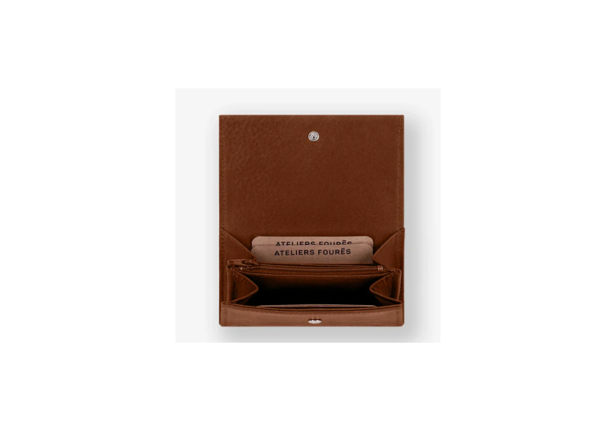 Les Ateliers Foures B25_2 - CUIR DE VACHETTE - FAUVE porte monnaie les ateliers fourès baroudeuse rabat pmpb