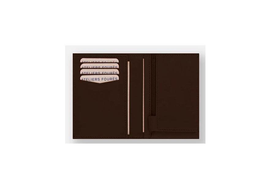 Les Ateliers Foures H49 - CUIR DE VACHETTE - CAFE portefeuille Portefeuille Homme
