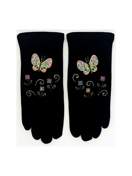Quand les poules auront des gants GTA - POLYAMIDE - PAPILLON ROSE gants femme taille unique quand les poules auront gants fem...