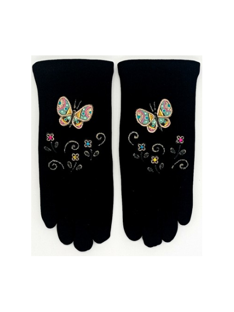 Quand les poules auront des gants GTA - POLYAMIDE - PAPILLON ROSE gants femme taille unique quand les poules auront gants-femme-tu