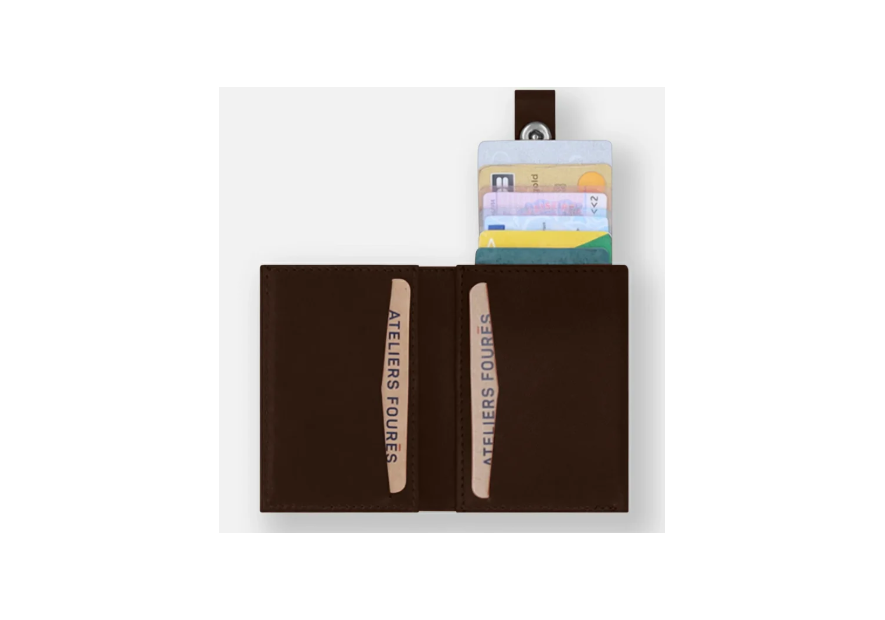 Les Ateliers Foures S10X - CUIR DE VACHETTE - CAFE porte cartes porte cartes