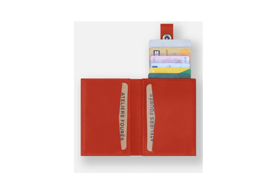 Les Ateliers Foures S10X - CUIR DE VACHETTE - ORANGE porte cartes porte cartes