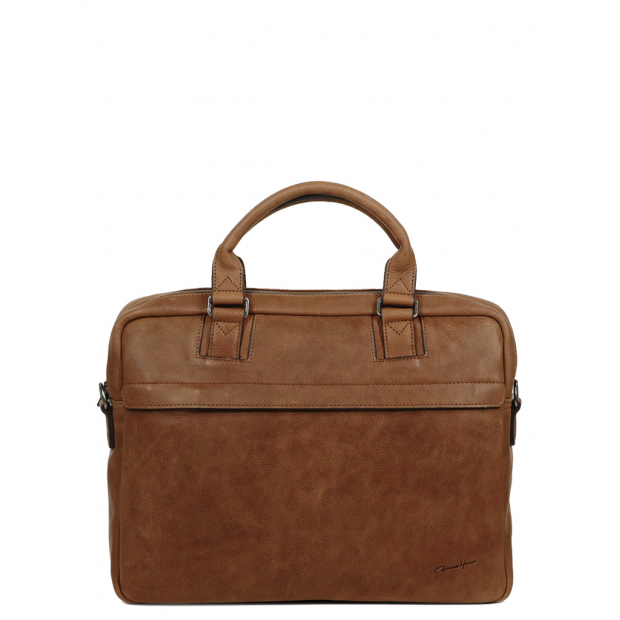 Gerard Henon 7181 - CUIR DE VACHETTE - MARRON vintage porte doucuments 15" sac-business