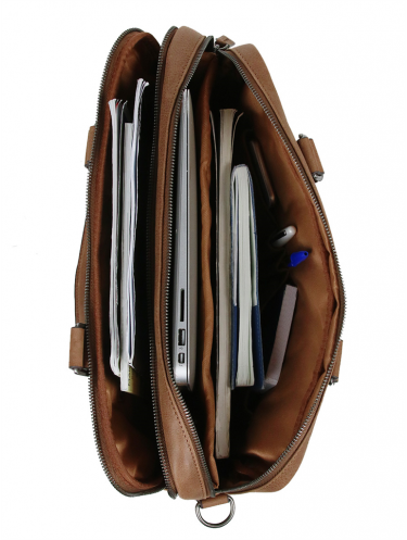 Gerard Henon 7181 - CUIR DE VACHETTE - MARRON vintage porte doucuments 15" sac-business
