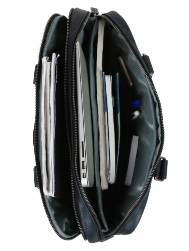 Gerard Henon 7181 - CUIR DE VACHETTE - NOIR vintage porte doucuments 15" sac-business