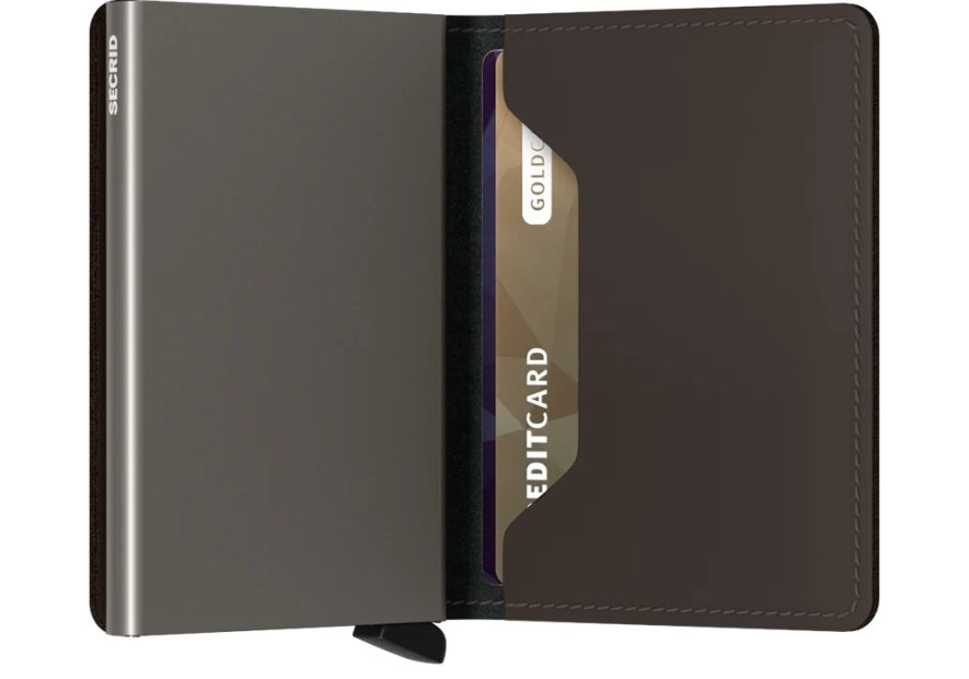 Secrid SM - ALUMINIUM/CUIR - TRUFFE porte cartes slimwallet sm p.cartes credit
