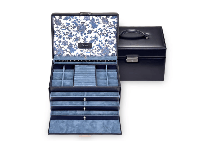 sacher 72.501 - CUIR DE VACHETTE - NAVY coffret à bijoux xl jasmin florage coffret bijoux
