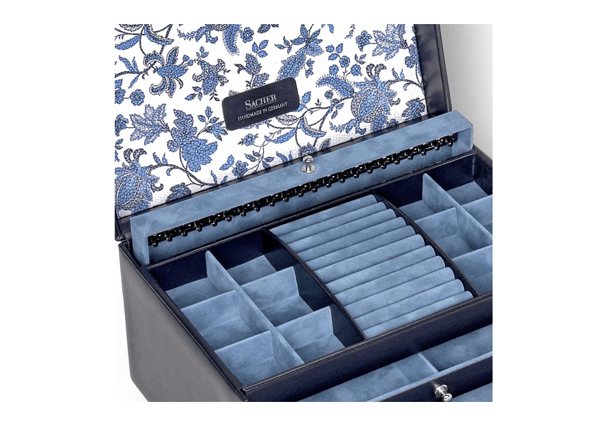 sacher 72.501 - CUIR DE VACHETTE - NAVY coffret à bijoux xl jasmin florage coffret bijoux