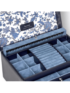 sacher 72.501 - CUIR DE VACHETTE - NAVY coffret à bijoux xl jasmin florage coffret bijoux