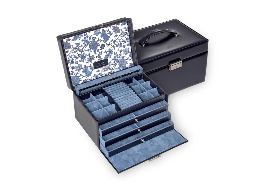 sacher 72.501 - CUIR DE VACHETTE - NAVY coffret à bijoux xl jasmin florage coffret bijoux