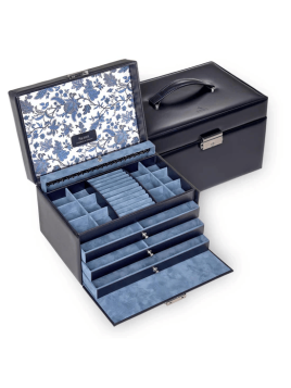 sacher 72.501 - CUIR DE VACHETTE - NAVY coffret à bijoux xl jasmin florage coffret bijoux