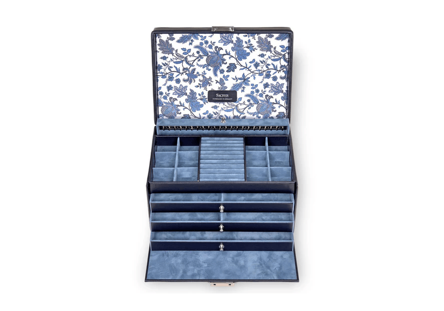 sacher 72.501 - CUIR DE VACHETTE - NAVY coffret à bijoux xl jasmin florage coffret bijoux