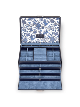 sacher 72.501 - CUIR DE VACHETTE - NAVY coffret à bijoux xl jasmin florage coffret bijoux