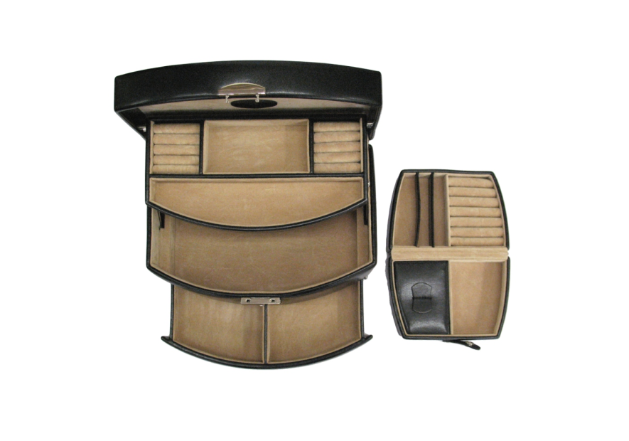 sacher 3692 - POLYURÉTHANE - NOIR coffret bijoux windrose merino ouverture auto coffret bijoux