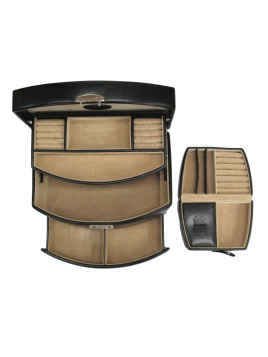 sacher 3692 - POLYURÉTHANE - NOIR coffret bijoux windrose merino ouverture auto coffret bijoux