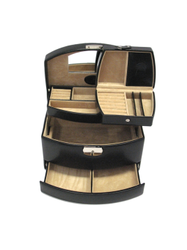 sacher 3692 - POLYURÉTHANE - NOIR coffret bijoux windrose merino ouverture auto coffret bijoux