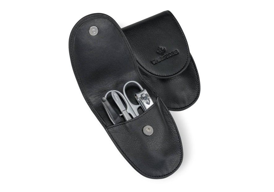 sacher 3104 - CUIR DE VACHETTE - NOIR trousse manucure windrose rabat pm trousse manucure