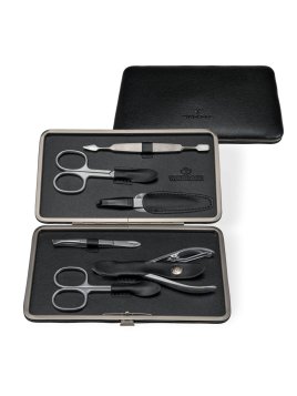 sacher 3238 - CUIR DE VACHETTE - NOIR trousse manucure 6 pièces windrose ambiance trousse manucure