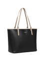 Lancaster 437-08 - CUIR DE VACHETTE - NOIR Constance - Grand Sac Cabas épaule sac-a-main-shopping-toile-ou-cuir