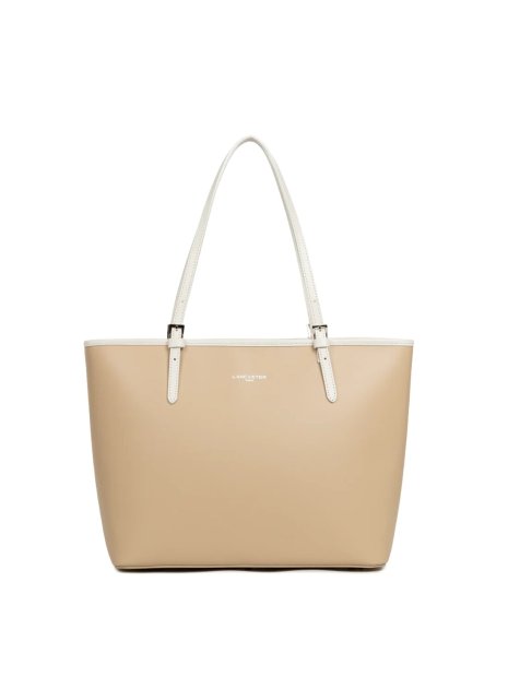 Lancaster 437-08 - CUIR DE VACHETTE - BEIG Constance - Grand Sac Cabas épaule sac-a-main-shopping-toile-ou-cuir