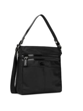 Lancaster 514-60 - POLYAMIDE - NOIR Basic Verni - Grand Sac Besace Sacs à mains