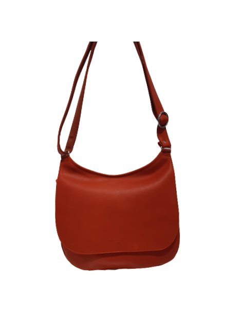 Les Ateliers Foures B314 - CUIR DE VACHETTE - ORANGE sac rabat baroudeuse arthémis sacs-a-mains