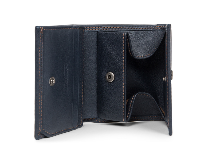 Lancaster 120-10 - CUIR DE VACHETTE - BLEU porte monnaie/billet boite soft vintage pmpb