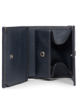 Lancaster 120-10 - CUIR DE VACHETTE - BLEU porte monnaie/billet boite soft vintage pmpb