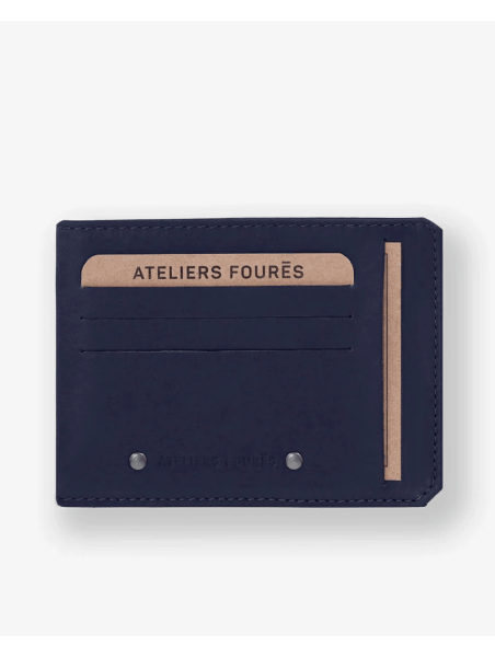 Les Ateliers Foures 944 - CUIR DE VACHETTE - MARINE porte papiers plat baroudeur centaure porte cartes