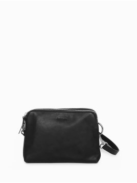 Nat & Nin NAEL - CUIR DE VACHETTE - NOIR sac à main bandoulière double zip naël nat&nin Sacs à mains