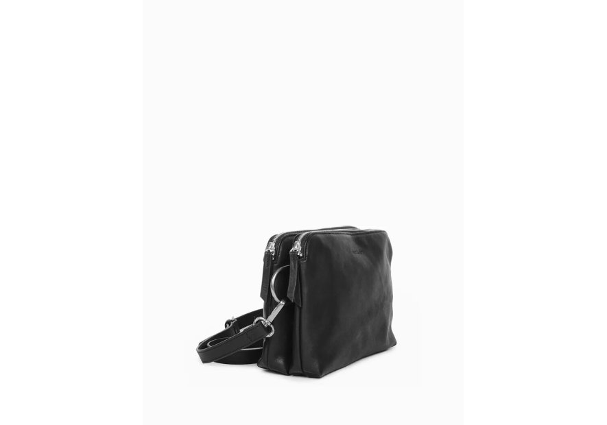 Nat & Nin NAEL - CUIR DE VACHETTE - NOIR sac à main bandoulière double zip naël nat&nin Sacs à mains