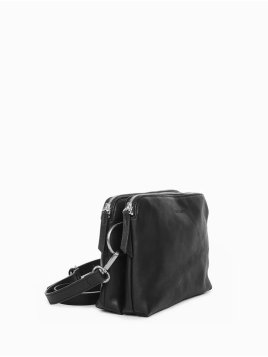 Nat & Nin NAEL - CUIR DE VACHETTE - NOIR sac à main bandoulière double zip naël nat&nin Sacs à mains