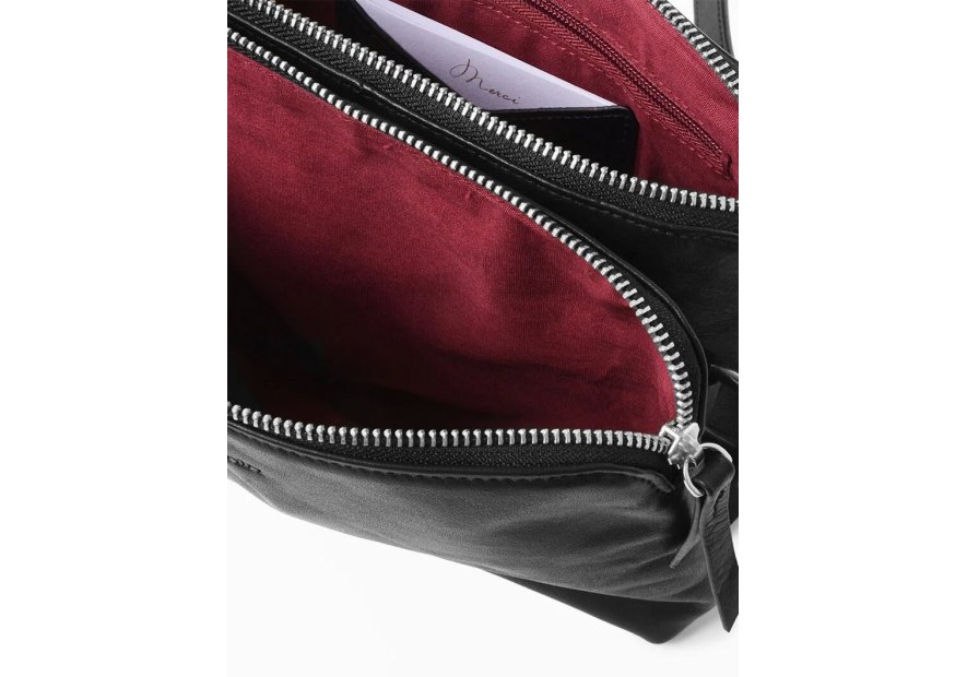 Nat & Nin NAEL - CUIR DE VACHETTE - NOIR sac à main bandoulière double zip naël nat&nin Sacs à mains
