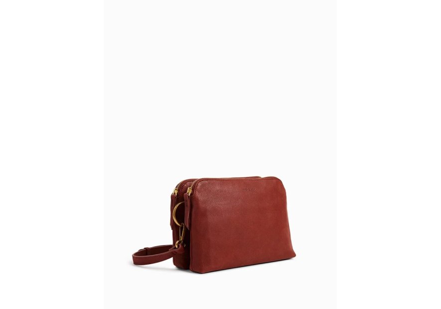 Nat & Nin NAEL - CUIR DE VACHETTE - TERRE  sac à main bandoulière double zip naël nat&nin Sacs à mains