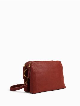 Nat & Nin NAEL - CUIR DE VACHETTE - TERRE  sac à main bandoulière double zip naël nat&nin Sacs à mains