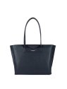 Lancaster 517-20 - TEP ET CUIR - BLEU FONC Maya - Sac cabas épaule sac-a-main-shopping-toile-ou-cuir