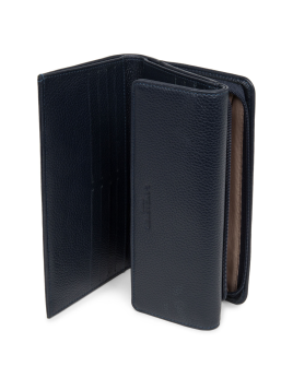 Lancaster 170-22 - CUIR DE VACHETTE - BLEU Foulonné - Portefeuill Compagnon dos à dos pmpb femme