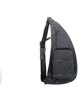 Gerard Henon 7158 - CUIR DE VACHETTE - NOIR sac homme style holster vintage banane d'epaule