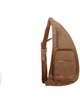 Gerard Henon 7158 - CUIR DE VACHETTE - MARRON sac homme style holster vintage banane d'epaule