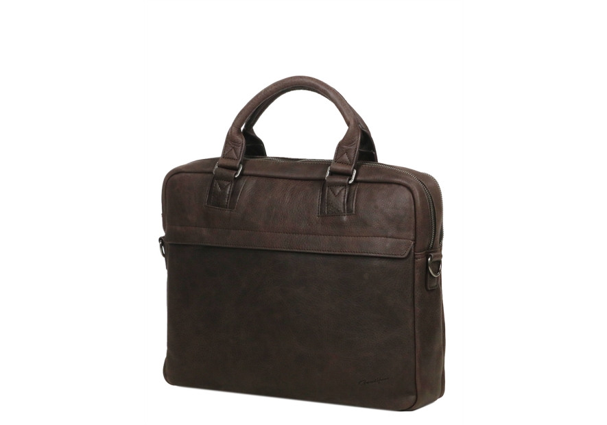 Gerard Henon 7181 - CUIR DE VACHETTE - CHOCOL vintage porte doucuments 15" Sac business