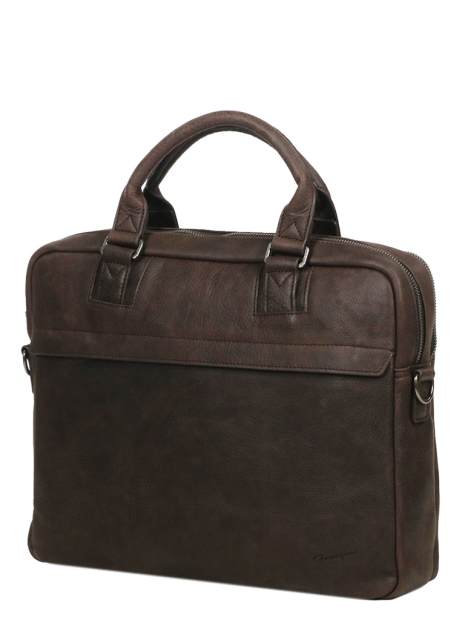 Gerard Henon 7181 - CUIR DE VACHETTE - CHOCOL vintage porte doucuments 15" sac-business