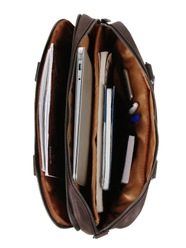 Gerard Henon 7181 - CUIR DE VACHETTE - CHOCOL vintage porte doucuments 15" Sac business