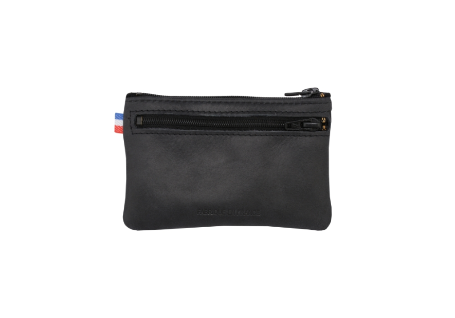 Frandi 928/5 - CUIR DE VACHETTE - NOIR porte monnaie plat zip + 2 zips extérieurs Porte-monnaie Femme