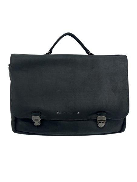 Les Ateliers Foures 9540 - CUIR DE VACHETTE - NOIR cartable agencé Serviette à rabat avec bandoulière